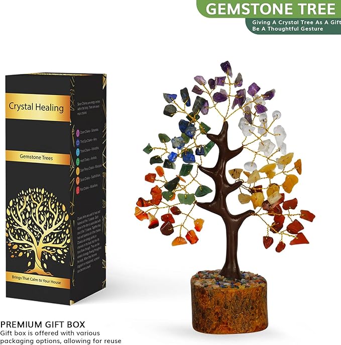 NARIBABU Seven Chakra Crystal Tree for Positive Energy - Gem Tree Gifts for Women - Home Office Decor Good Luck Positive Energy Gifts