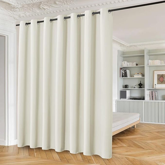 Beauoop 100% Blackout Curtains 84 Inches Long for Patio Sliding Door Cream Solid Extra Wide Room Darkening Thermal Insulated Room Divider Soundproof Grommet Window Treatment Drapes,100x84 Set of 1