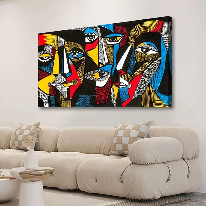 Abstract Human Face Canvas Wall Art for Living room Office Bedroom Special Wall Art Print Paintings Black and white portrait Pictures Boho Wall Decor Artwork Waterproof Ready to Hang - 20in * 40inch