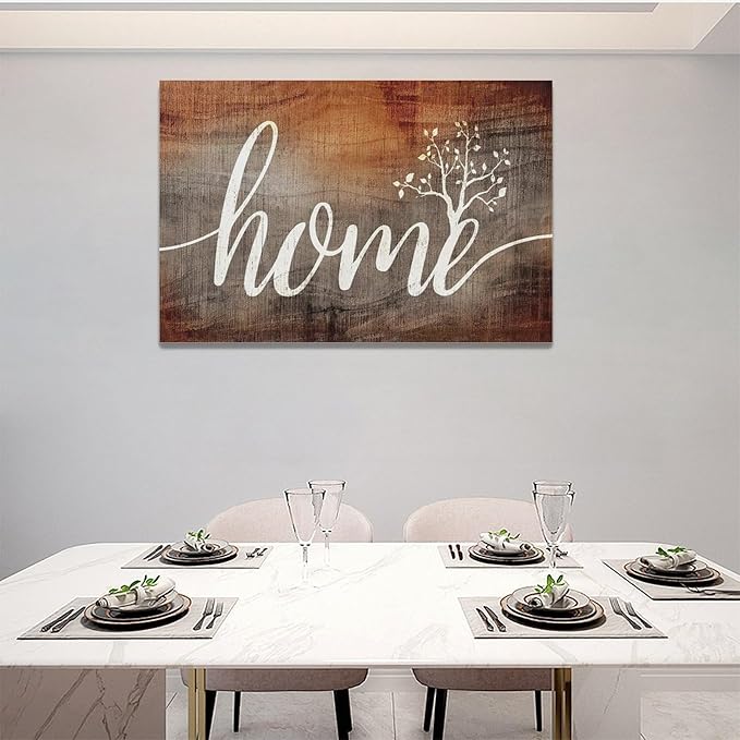 Large Farmhouse Home Wall Art Home Word Sign Pictures Wall Decor Rustic Home Quotes Canvas Painting Print Modern Family Decor Artwork Framed for Living Room Bathroom Master Bedroom Dining room 24"x16"