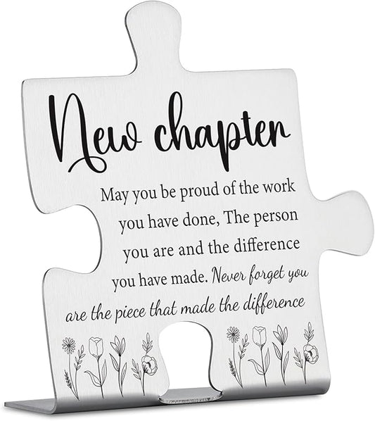 New Chapter Appreciation Gifts, Inspirational Farewell Gift for Coworkers, Employees, Teachers, Nurses, Retirement, Promotion or Going Away Puzzle Piece Decorative Signs Plaques YCC1
