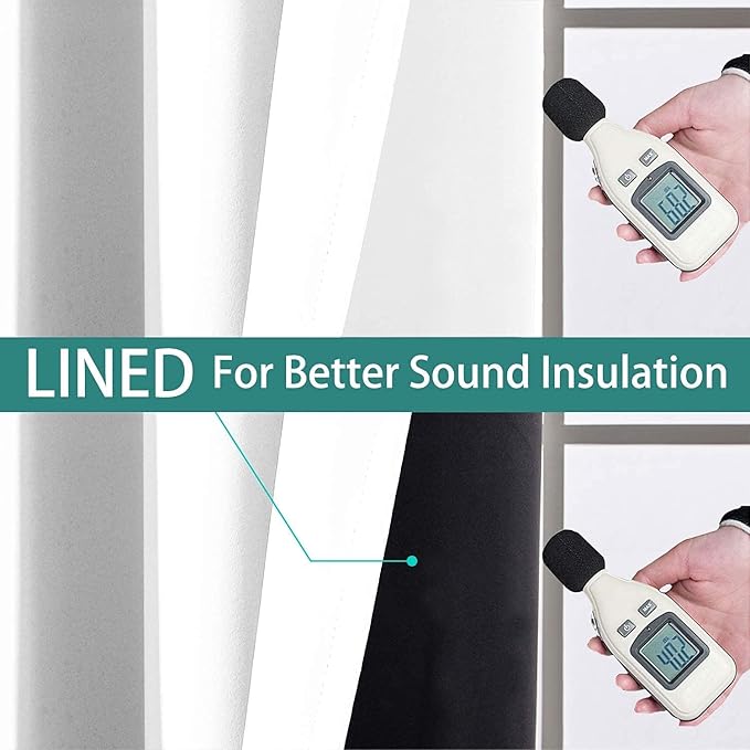 Yakamok Full Blackout Curtains 84 Inches Long,Blackout Curtain Panels for Bedroom, 2 Thick Layers Grommet Top Thermal Insulated Drapes with Black Liner for Living Room(42Wx84L, Pure White, 2 Panels)