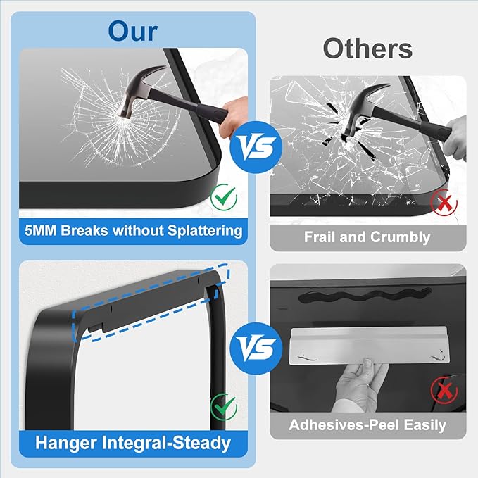 Black Bathroom Mirror for Over Sink, 24" x 36" Framed Rectargular Wall-Mounted Bathroom Mirrors for Vanity, Decorative, Farmhouse, Restroom, Horizontally or Vertically Hanging