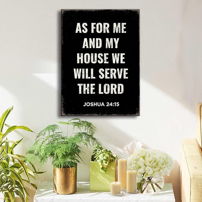 Bible Verse Scripture Wall art Joshua 24:15, As for Me and My House We Will Serve The Lord, with God All Things Are Possible, God Is Within Her She Will Not Fall, Christian Wall Decor for Prayer, Room living room, bedroom. A-404
