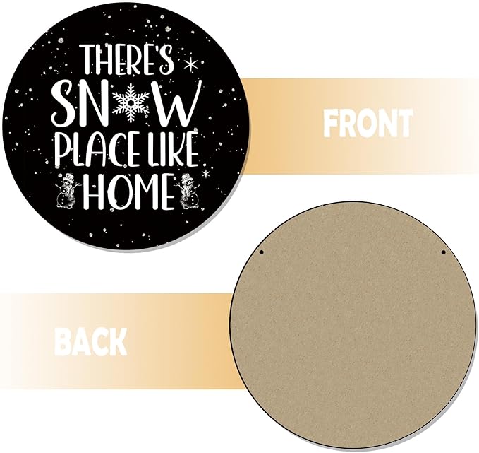 CGBHW Winter Wooden Sign, Snowy Holiday Hanging Sign Wall Decor for Room Home, Rustic Black Winter Snowflakes Christmas Door Decor 12 x 6 Inch