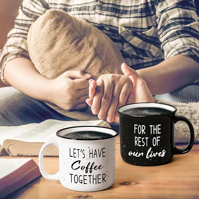 YHRJWN Couples Gifts, Let's Have Coffee Together For The Rest Of Our Lives Mug, Engagement Gifts for Couples, Anniversary Wedding Presents for Him Her, 15Oz