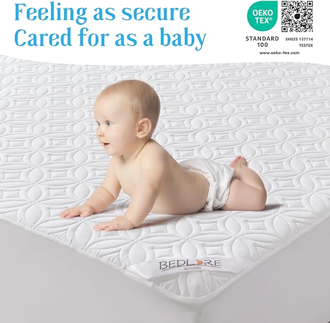 BEDLORE Waterproof Mattress Protector, Queen Size Noiseless Mattress Pad with Deep Pocket 6"-18" Depth, Soft Breathable Bed Mattress Cover Washable for Home, Bedroom, Hotel (White)