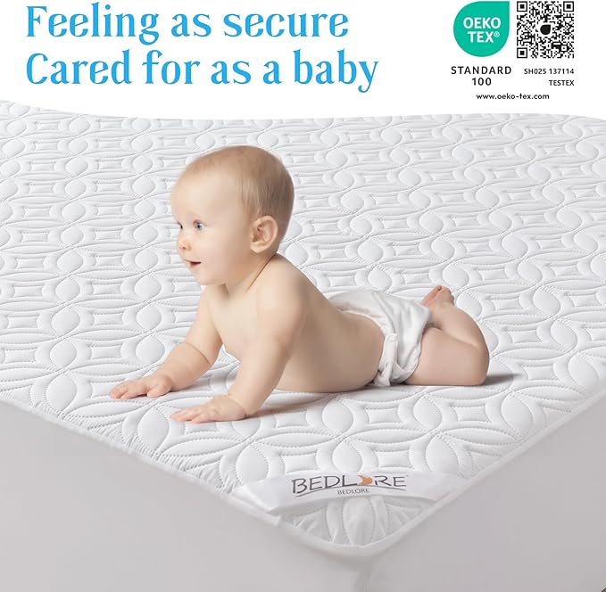 BEDLORE Waterproof Mattress Protector, King Size Noiseless Mattress Pad with Deep Pocket 6"-18" Depth, Soft Breathable Bed Mattress Cover Washable for Home, Bedroom, Hotel (White)