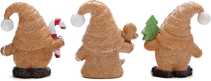 Hodao Christmas Gingerbread Gnome Decorations Set of Three-Charming Christmas Decor for Home Indoor-Festive Fun Gift (Classic Colors)