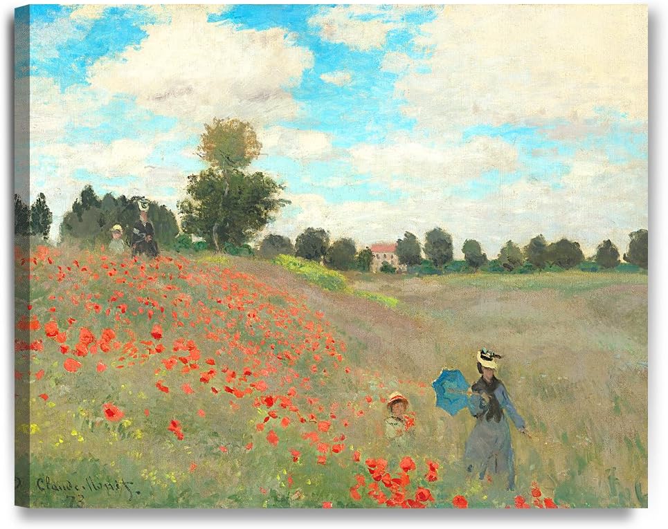 DECORARTS - Poppies at Argenteuil, 1873, Claude Monet Art Reproduction. Giclee Canvas Prints Wall Art for Home Decor 30x24