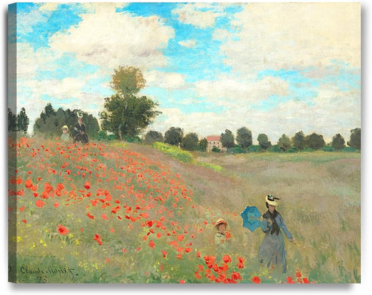 DECORARTS - Poppies at Argenteuil, 1873, Claude Monet Art Reproduction. Giclee Canvas Prints Wall Art for Home Decor 30x24