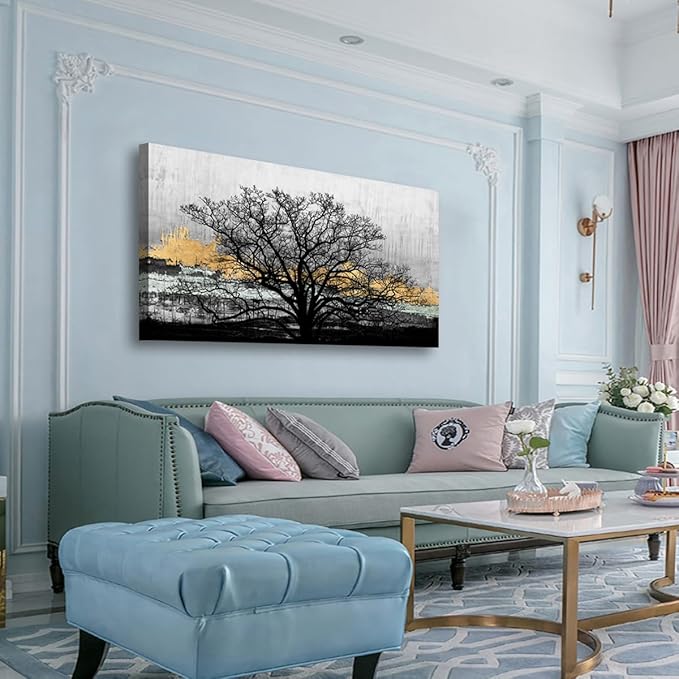 Abstract Canvas Wall art for Living Room Tree of Life Black and White Wall Art Bedroom Office Large Wall Art Kitchen Pictures Modern Wall Decor Mural AbstractPaintings Artwork 20 * 40inch