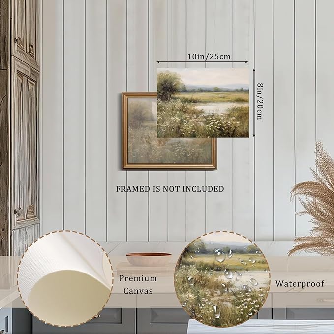 RETRART Vintage Farmhouse Canvas Wall Art - Wildflower Field Landscape Painting, Wall Art Spring Art for Living Room Bedroom Kitchen - 8" x 10" - UNFRAMED
