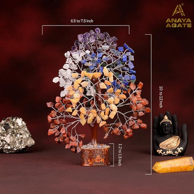 7 Chakra Healing Crystal Tree, Gift for Women and Mom, Handmade Crystal Tree of Life for Good Luck Gifts, Positive Energy, Money Bonsai, Reiki, Home and Office, Living Room Desk Decor