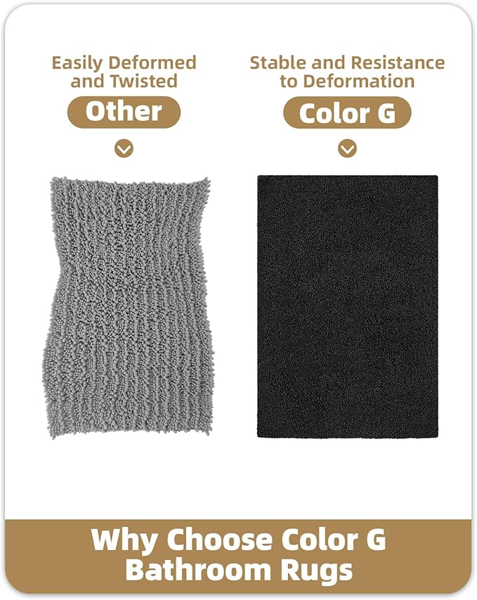 Color&Geometry Large Bath Mats for Bathroom Non Slip, 24"x36" Black Bathroom Rugs, Absorbent, Soft, Washable, Microfiber Bath Rug Shower Mat