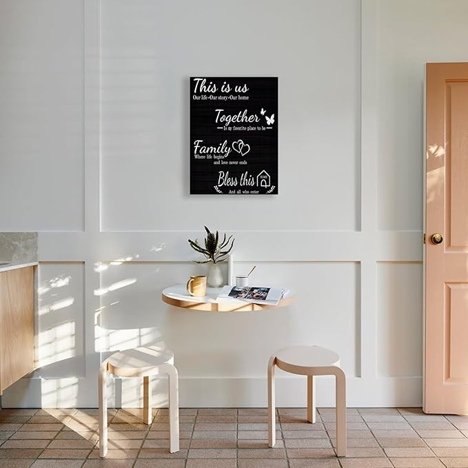 Family Quotes Canvas Wall Art 12x16 Inch - Inspirational Home Decor for Living Room, Office, Bathroom - Stretched Framed Ready to Hang Paintings