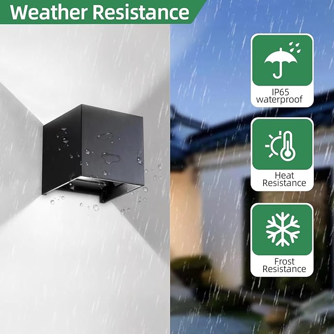 Wrasse 2 Pack Outdoor Wall Sconces 20W Modern Proch Lights120v Exterior Lighting Fixtures 6500k Black Garage Corridor Light Wall Mounted Lamp for Outside House Front