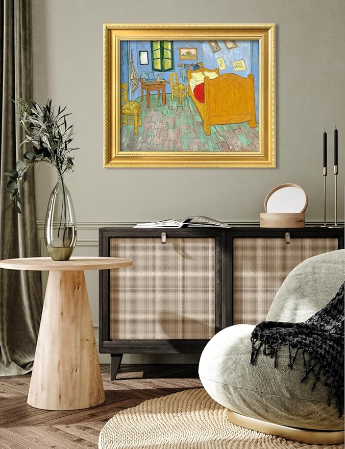 DECORARTS - Bedroom in Arles (Third Version) by Vincent Van Gogh. Giclee Print on Acid-Free Canvas in Gold Solid Wood Frame. Picture Size: 20x16, Total Size: 24.75x20.75, Made in USA