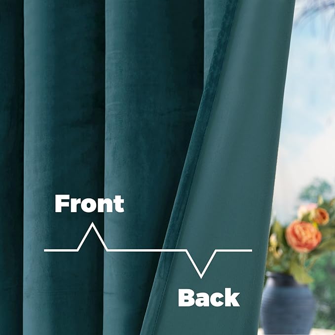 BGment Teal Velvet Curtains 90 Inches for Bedroom, Thermal Insulated Room Darkening Curtains Sound Reduce Drapes with Back Tab and Rod Pocket for Living Room, Set of 2 Panels, 52 x 90 Inch
