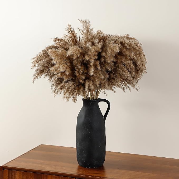 Large Ceramic Vase, Rustic Farmhouse Vase for Home Decor, Tall Decorative Flower Vase for Pampas Grass, Flowers, Living Room, Kitchen, Office Decor Table Centerpiece, 12.8 Inch Tall