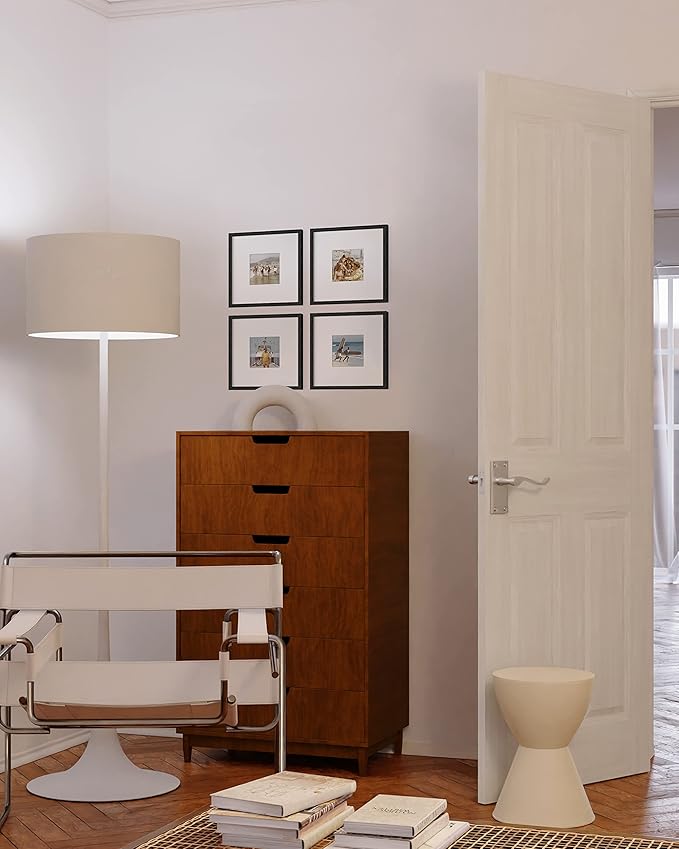 HAUS AND HUES Solid Oak Wood 10”x10”Picture Frames Matted to 5”x5” Set of 4 - Square Picture Frames 10x10, Black Frames for Gallery Wall, 10x10 Black Square Photo Frames (Black Frame)