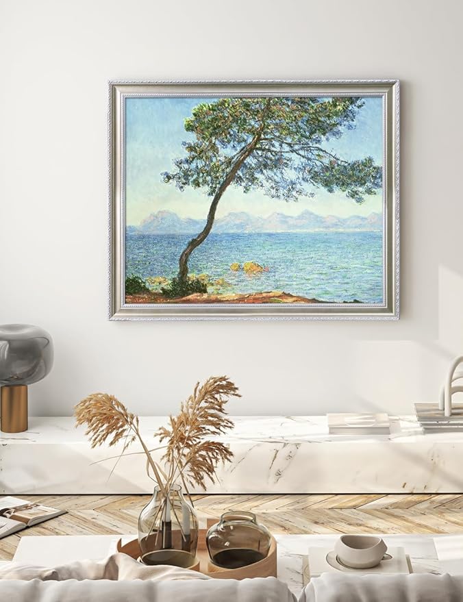 DECORARTS - Claude Monet The Esterel Mountains 1888, Large Framed Wall Art, Canvas Size 35x28, Outer Dimensions Larger With Customizable Solid Wood Frames, Giclee Canvas Print, Made in USA