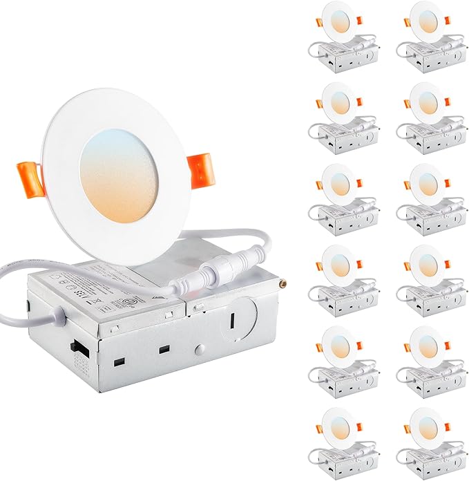 DINGLILIGHTING LED Recessed Ceiling Light: 12pc 3inch - White