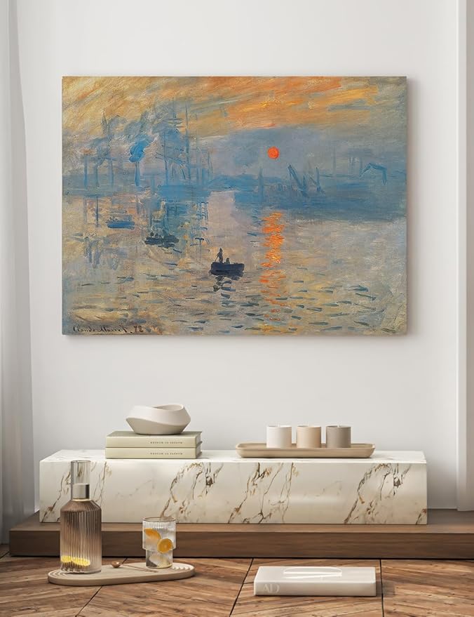 DECORARTS - Impression, Sunrise by Claude Monet, Museum-Quality Giclee Canvas Print, Wall Art Reproduction, 40" W x 30" H, Made in USA