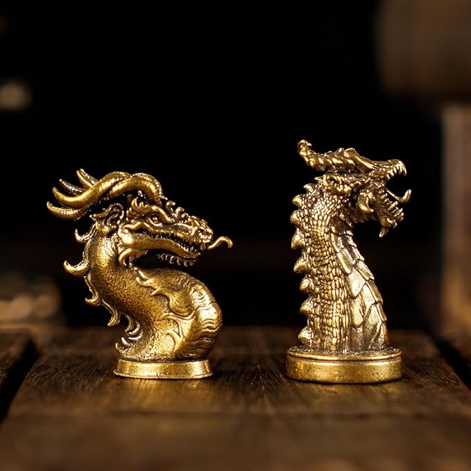 Retro Handcrafted Half-Body Dragon Sculpture - 100% Solid Brass Desk Ornament | Vintage Style Collectible Art Piece for Home & Office Unique Gift for Fantasy Lovers, Museum-Quality Dragon Head Statue