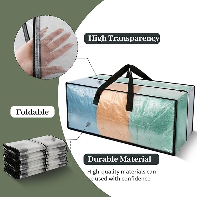 6 Pack Heavy Duty CLear Moving Bags, Large CLear Storage Bags for College Dorm Room Essentials, Alternative to Moving Boxes, Compatible with IKEA Frakta Cart