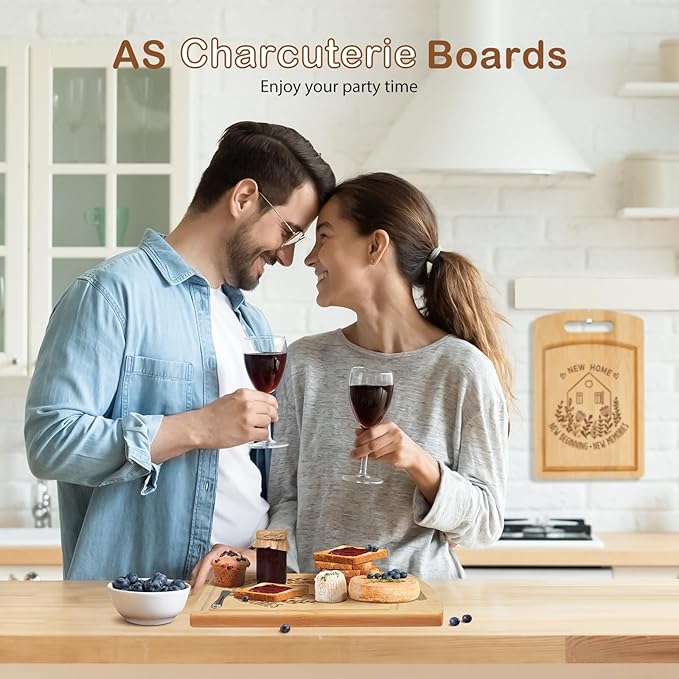 Joeyan House Warming Gifts New Home, Personalized House Warming Gifts, New Home Gift Idea for Women Men Homeowner Hostess, New House First Apartment Essentials, New Home New Memories Cutting Board