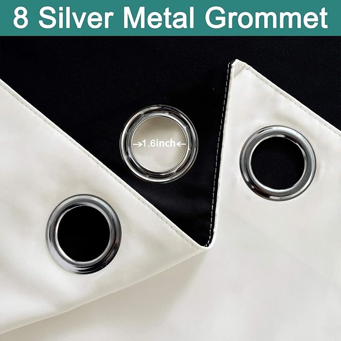 Yakamok 100% Cream Blackout Curtains for Bedroom, Light Blocking Thermal Insulated Noise Reducing Blackout Drapes for Living Room(52Wx90L, 2 Panels)