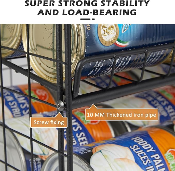 Adjustable Rack Organizer, Stackable 2-Tier Storage for Kitchen Pantry Cabinet, Can Holders for Food, Multifunctional Dispenser for Snacks Soda-3 Pack