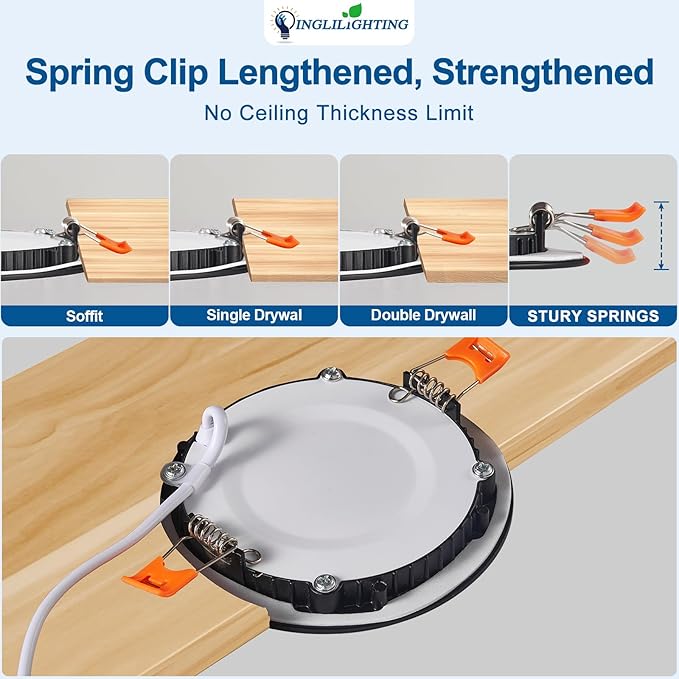 DLLT LED Recessed Ceiling Lights: Black 12 Pack 4 Inch 5CCT Ultra-Thin Lighting with Junction Box for Bedroom - 900LM Brightness 9W Eqv 80W Dimmable Canless Wafer Downlight with ETL&FCC