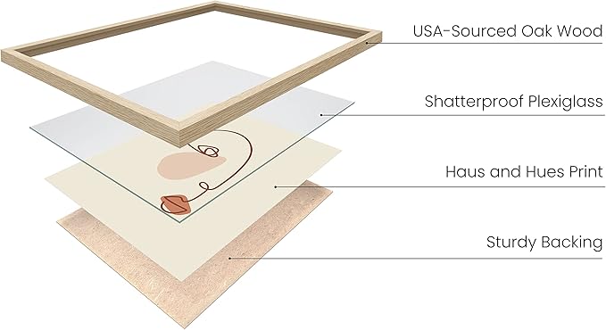 HAUS AND HUES Female Figure Wall Art Line Drawing - Single Line Drawing Wall Art, Woman Art Print Line Art Wall Decor Minimalist Wall Decor, Silhouette Lipstick (Beige Framed, 12x16)