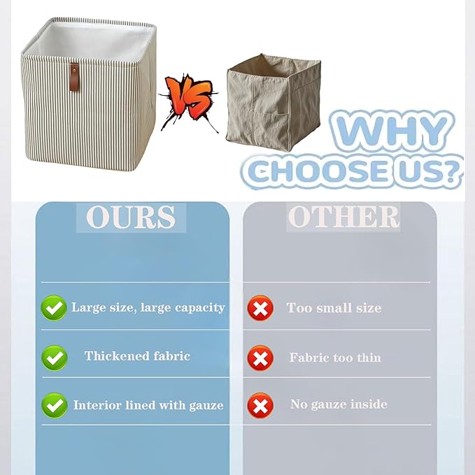 Cube Storage Bin 12x12 in,Collapsible Fabric Storage Bins,Open Home Storage Bins,Baskets for organizing,For Clothing Storage,Toy Storage,Office Storage,Home Decoration