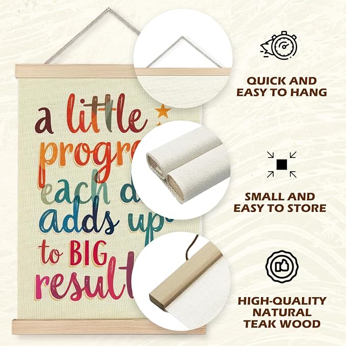 Supwhd Colourful Positive Affirmations Wall Decor, Inspirational Add Up to Big Results Office Wall Art, Motivational Quotes Wall Art for Office Classroom Home, 12x16