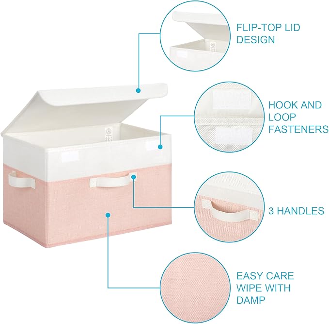 GRANNY SAYS Storage Bins with Lids, Decorative Storage Boxes, Shelf Baskets, Closet Storage Bins for Clothing, Collapsible Storage and Organizer, 2-Pack