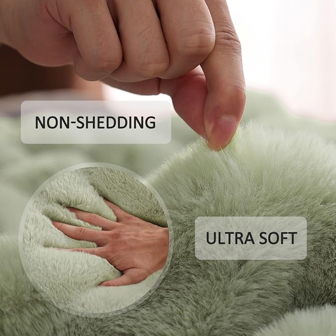 Sage Green Fluffy Bubble Throw Blanket 60x80 Faux Fur Fuzzy Furry Throw Blanket for Bedroom Sofa Couch Soft Cozy Thick