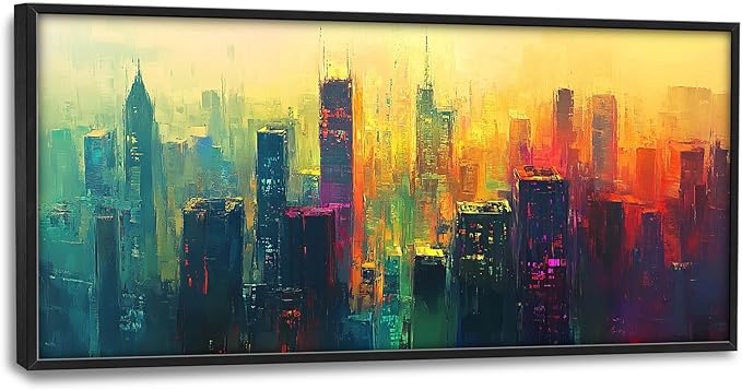 Framed Large Wall Art for Living Room, New York City Canvas Wall Decor, Large Cityscape Picture Framed Painting, Modern Artwork for Bedroom Office 60L'' × 30W''