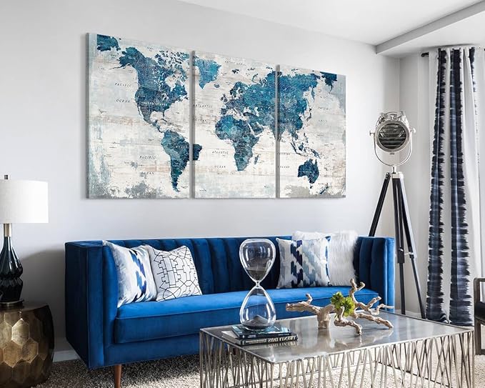 Wall Decor Living Room Motivational Framed Wall Art Large Office Decor for Wall Home Decorations for Bedroom Blue Grey Paintings Dining Room Pictures