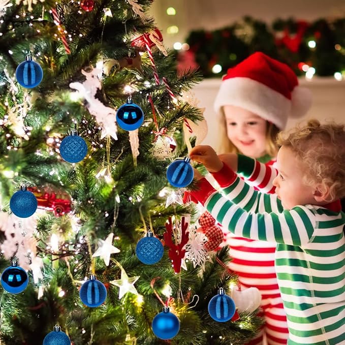 30PCS 2" Christmas Ball Ornaments Shatterproof Blue Christmas Tree Decorations Xmas Tree Balls Halloween Ornaments Décor