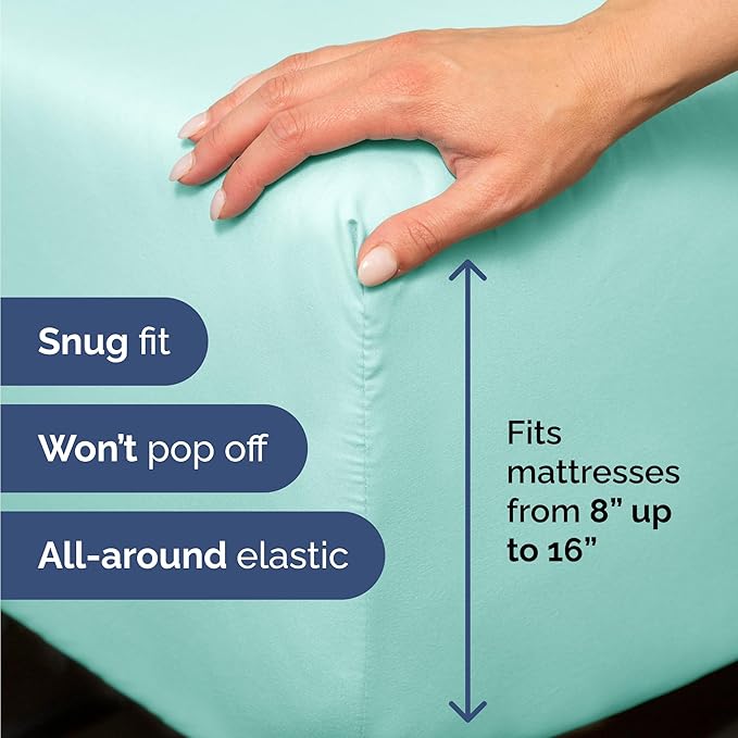 Twin Size 3 Piece Sheet Set - Comfy Breathable & Cooling Bed Sheets Set - Hotel Luxury Bedding for Women, Men, Kids, Teens, Boys & Girls - Deep Pockets, Ultra-Soft, Wrinkle Free - Oeko-Tex - Spa Blue