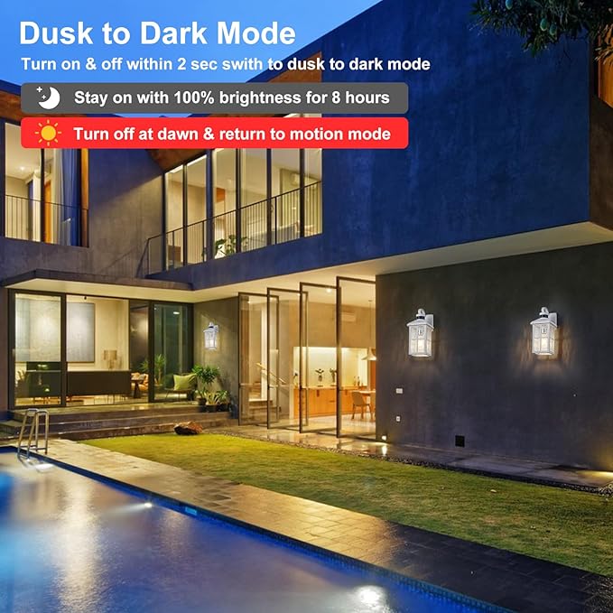 Porch Lights Outdoor with Remote Control: Motion Sensor Exterior Lighting Fixtures Intelligent 3 Lighting Modes Outdoor Wall Lights Sconce Lights for House Patio Front Door Garage