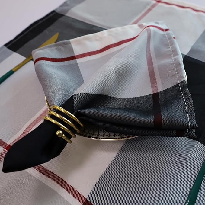 SASTYBALE Checkered Style Cloth Napkins 20 x 20 Inch 4 Pieces Washable Comfortable for Restaurant Family Dinners Weddings Parties and Banquets(Square, 20" x 20", Grey)