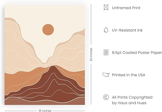 HAUS AND HUES Woman Drawing Line Art Wall Decor (16x20 Unframed, Landscape Sun and View)