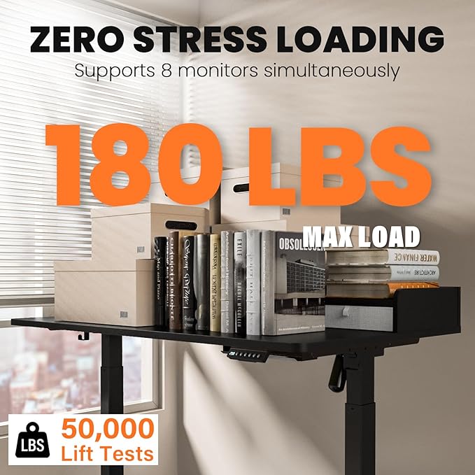 Kingant 48 x 30 Inch Standing Desk with Drawers, Adjustable Height Electric Sit Stand Desk with Storage Shelf, Rising Stand Up Computer Desk for Home Office Workstation, 3 Preset Heights