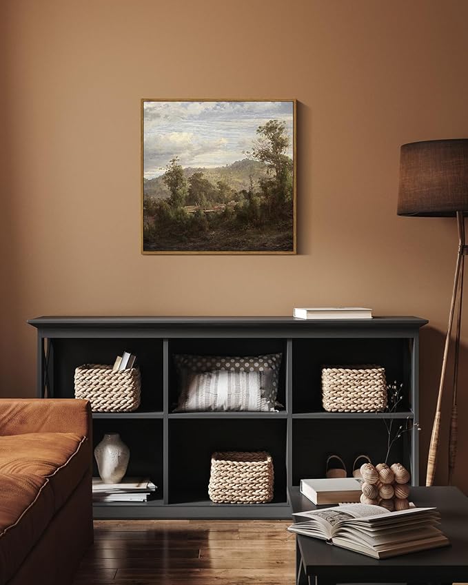 InSimSea Square Framed Canvas Wall Art, Vintage Nature Landscape Paintings, Retro Scenery Wall Pictures for Bedroom Bathroom Living Room, Canvas Prints Artwork, Home Decor 16"x16"