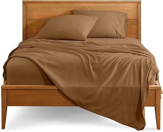 Bare Home Twin XL Sheet Set - 1800 Ultra-Soft Microfiber Twin Extra Long Bed Sheets - Double Brushed - Deep Pockets - Easy Fit - Extra Soft - 3 Piece Set - Bed Sheets & Pillowcases (Twin XL, Caramel)