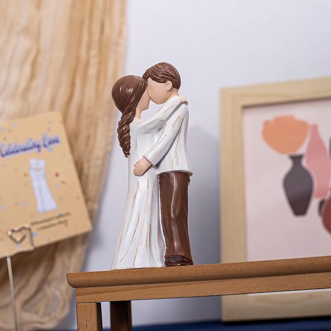 Birthday Gift for Couple, Timeless Love, Hand-Painted Resin Sculpture of Embracing Husband and Wife, Perfect for Couples and Family Celebrations